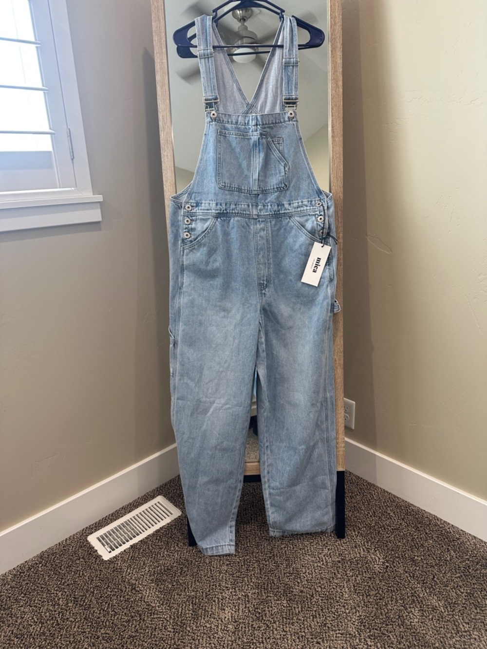 Mica light wash carpenter overalls